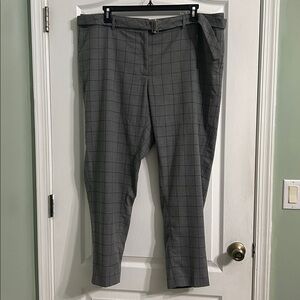 Calvin Klein Women's Gray Checkered belted Trousers.